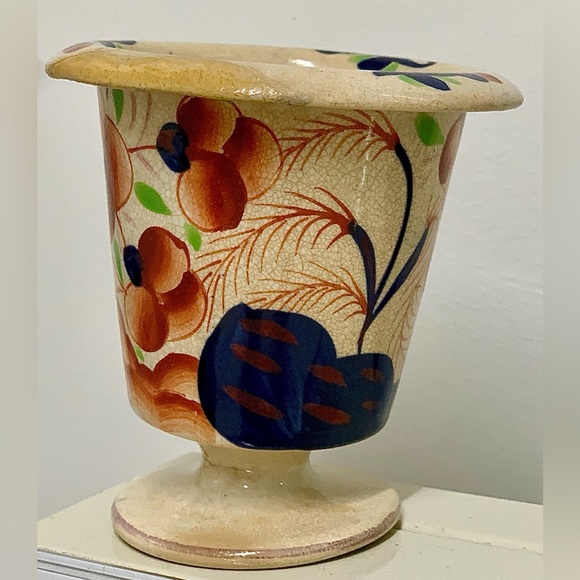 19th Century Antique Gaudy Welsh Pot de Fleurs II Pattern Pedestal Urn Rare - Picture 3 of 16